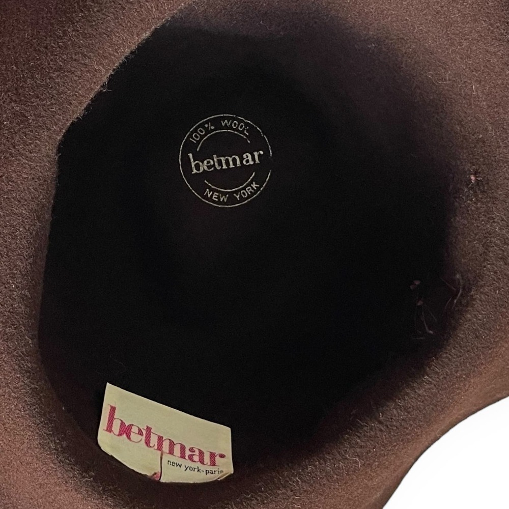 1980’s Floppy Brim 100% Wool Vintage Hat Betmar Ny&Paris Large Brim Flower Trim - Picture 8 of 15